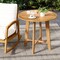 31.5" Round Teak Wooden Patio End Dining Table with Slatted Tabletop and X-shaped Frame
